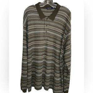 Nautica men’s brown polo sweater XL Tall, three front buttons cuff sleeves